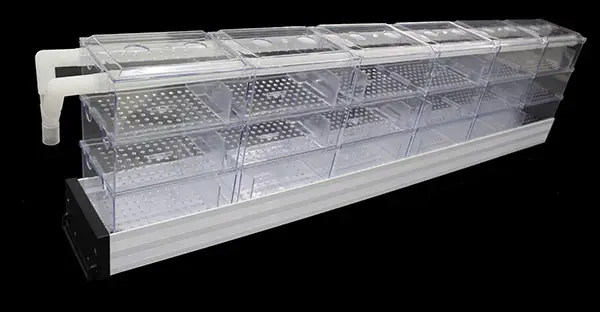 pre-made manufactured commercial overhead trickle filter for indoor aquarium
